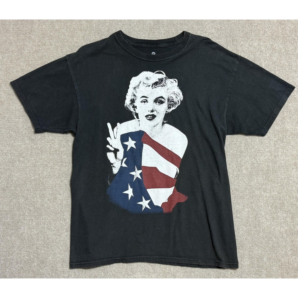 Marilyn Monroe Shirt Mens Large American‎ Flag Peace Graphic Tee Iconic 2015